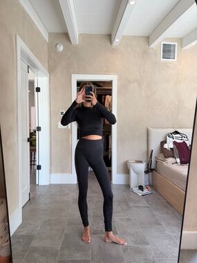 Target Black Long Sleeve Crop Top & High-Waist Leggings Set